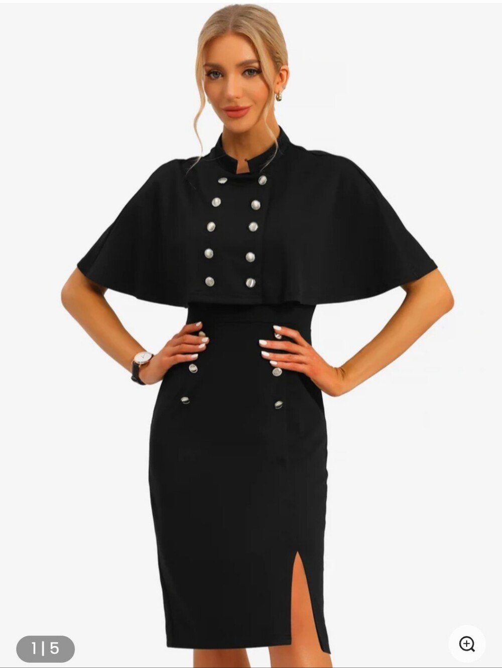 Black Cropped Buttoned Cape XS